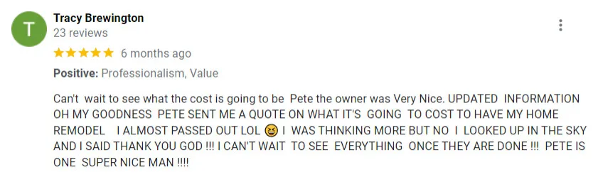 Customer Feedback by American Homes Remodel And New Construction - Photo 5