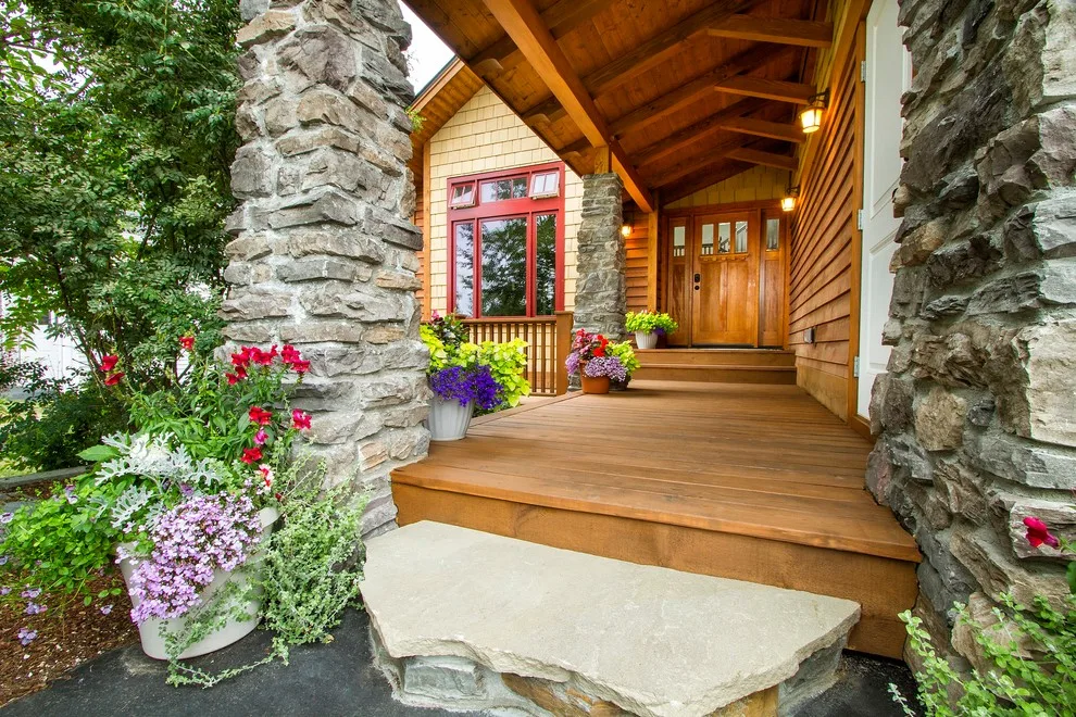 Charming Entryway, Pathway, and Rear Decks Featuring Trex Decking and Cedar Railings by Treeline Construction - Photo 5
