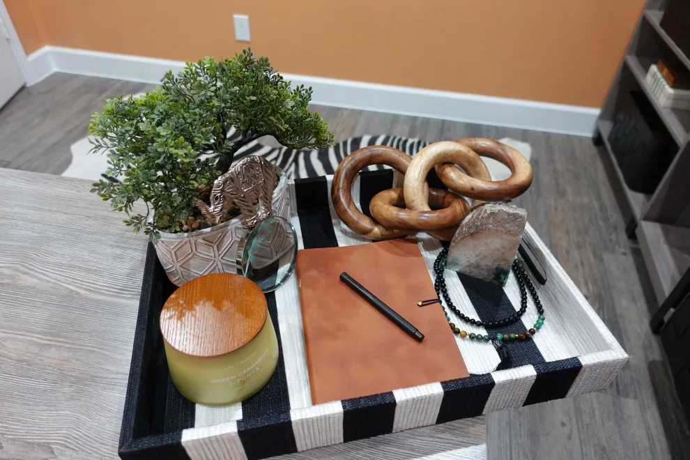 Contemporary Ethnic Farmhouse Office Preview by Adorn Interiors LLC - Photo 2