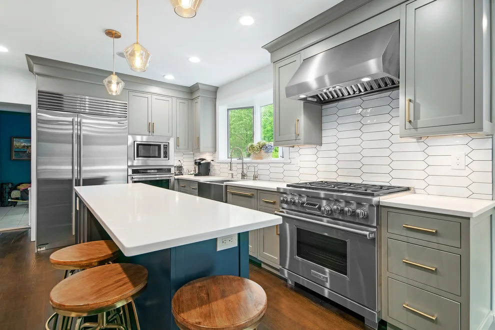Glen Ridge, NJ Transitional Kitchen Design in Gray and Blue by NJ Kitchens And Baths - Photo 2