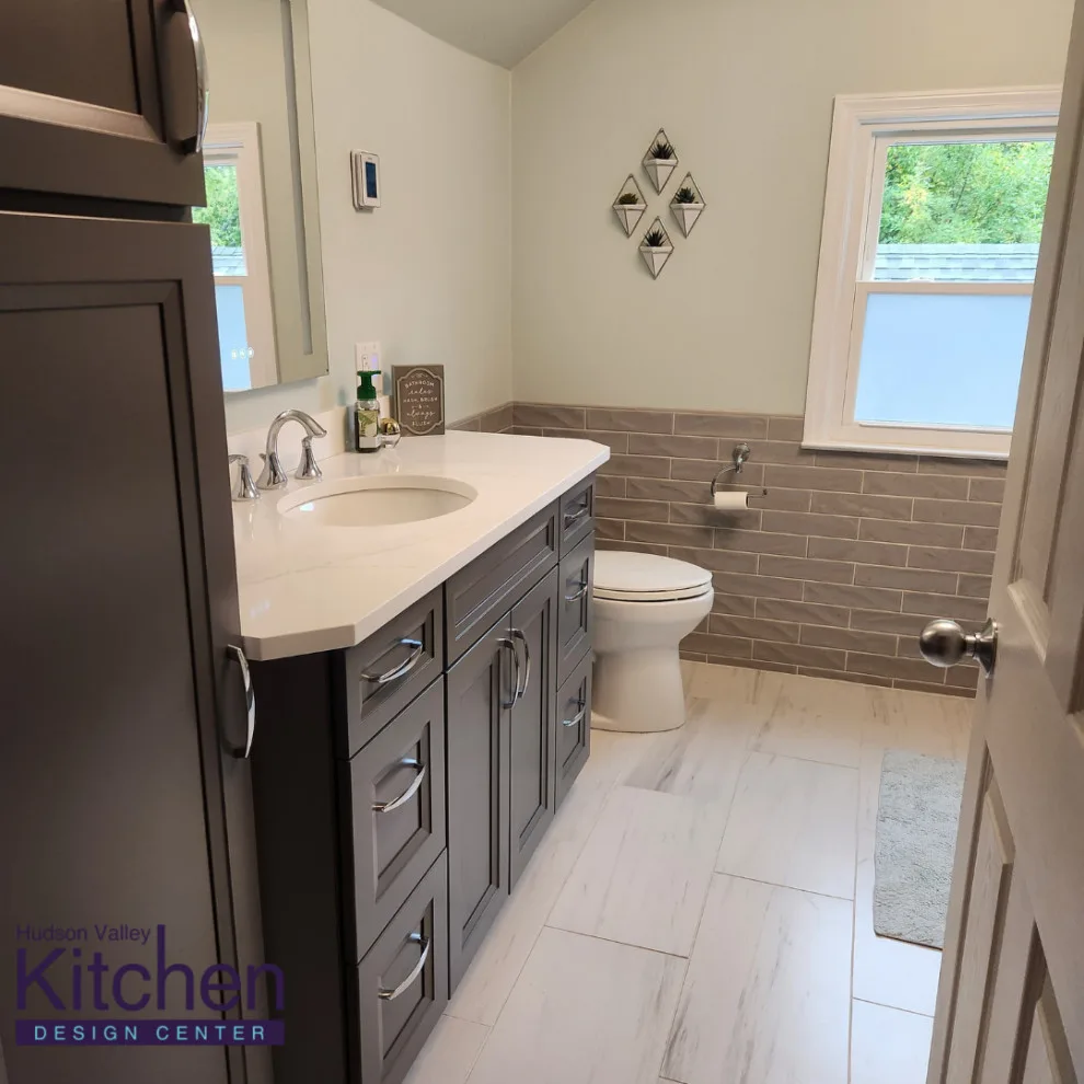 Grey Bathroom Remodel by Hudson Valley Kitchen Design Center - Photo 6