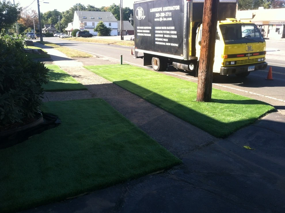 Synthetic Front Lawn Installation - Wallingford by TJB-INC Landscape & Drainage Contractor - Photo 2
