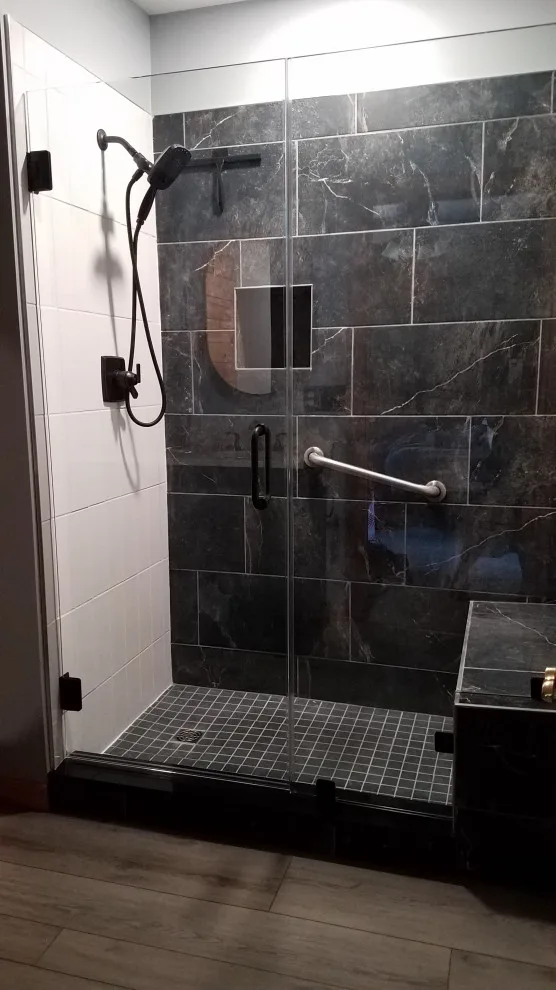 Log Cabin Master Bathroom in Livonia, NY by Julianna Hall - Cambre Kitchens & Bath,LLC - Photo 9