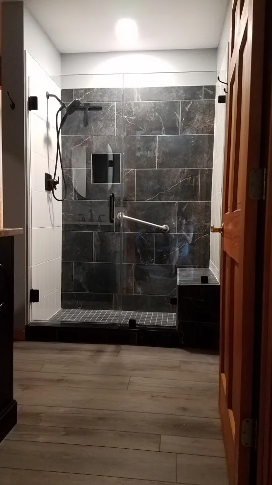 Log Cabin Master Bathroom in Livonia, NY by Julianna Hall - Cambre Kitchens & Bath,LLC - Photo 8