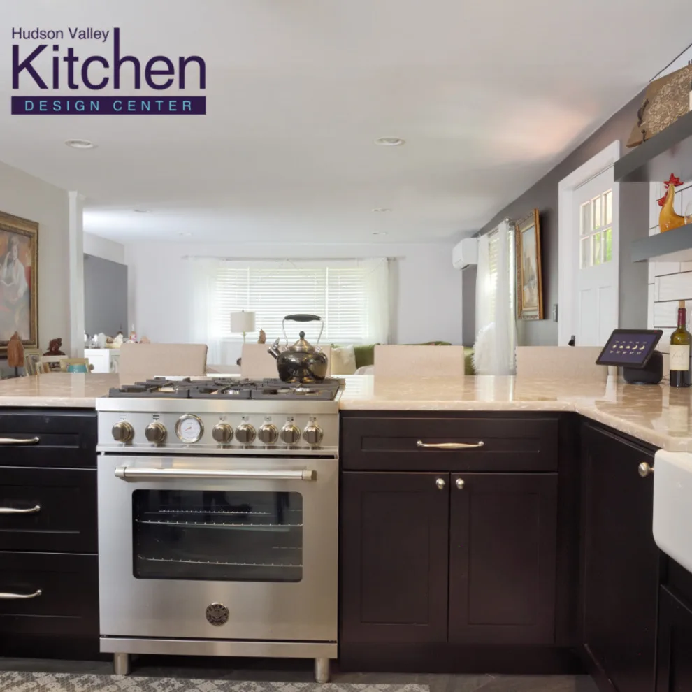 Contemporary Kitchen Featuring Accent Wall and Floating Shelves by Hudson Valley Kitchen Design Center - Photo 2