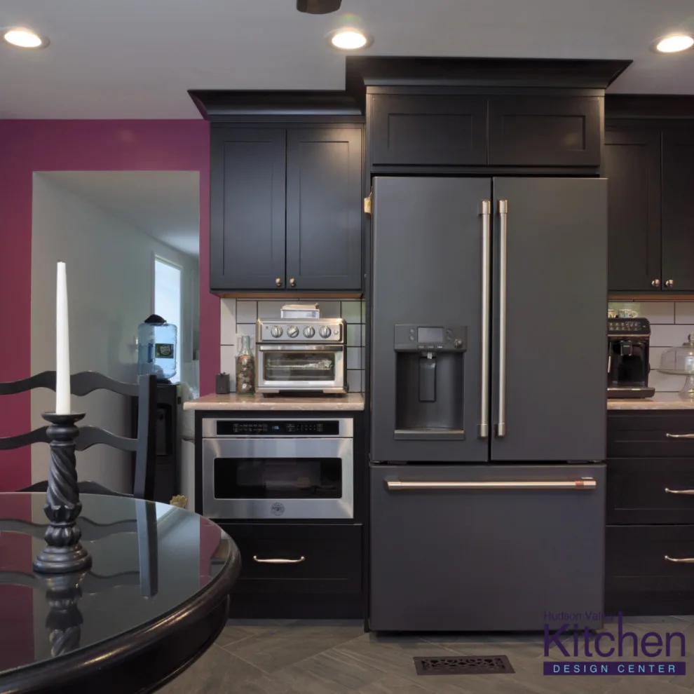 Contemporary Kitchen Featuring Accent Wall and Floating Shelves by Hudson Valley Kitchen Design Center - Photo 7