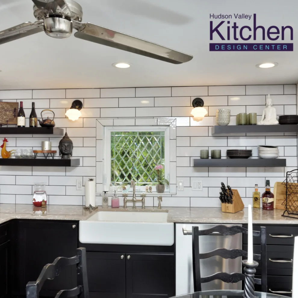 Contemporary Kitchen Featuring Accent Wall and Floating Shelves by Hudson Valley Kitchen Design Center - Photo 5