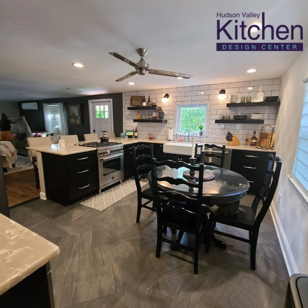 Contemporary Kitchen Featuring Accent Wall and Floating Shelves by Hudson Valley Kitchen Design Center - Photo 4