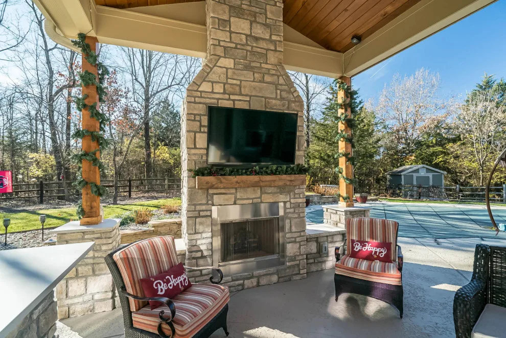 Outdoor Living: Canopy with Stone Hearth by Lakeside Renovation & Design - Photo 4
