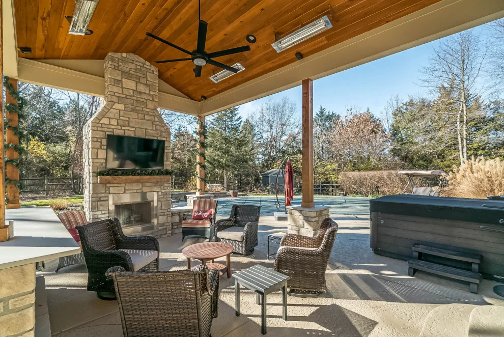 Outdoor Living: Canopy with Stone Hearth by Lakeside Renovation & Design - Photo 8