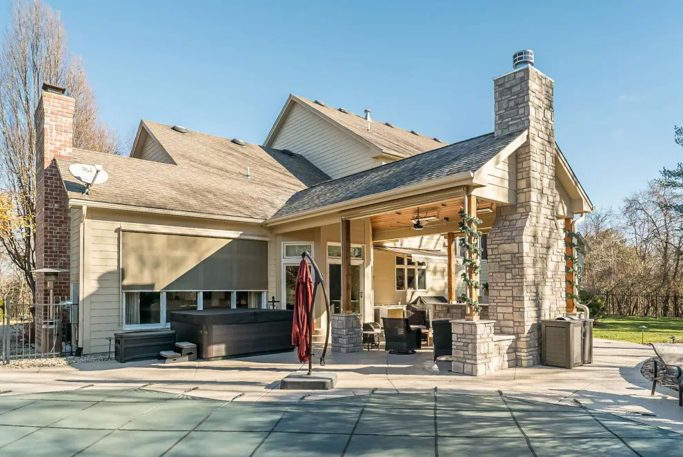 Outdoor Living: Canopy with Stone Hearth by Lakeside Renovation & Design - Photo 12