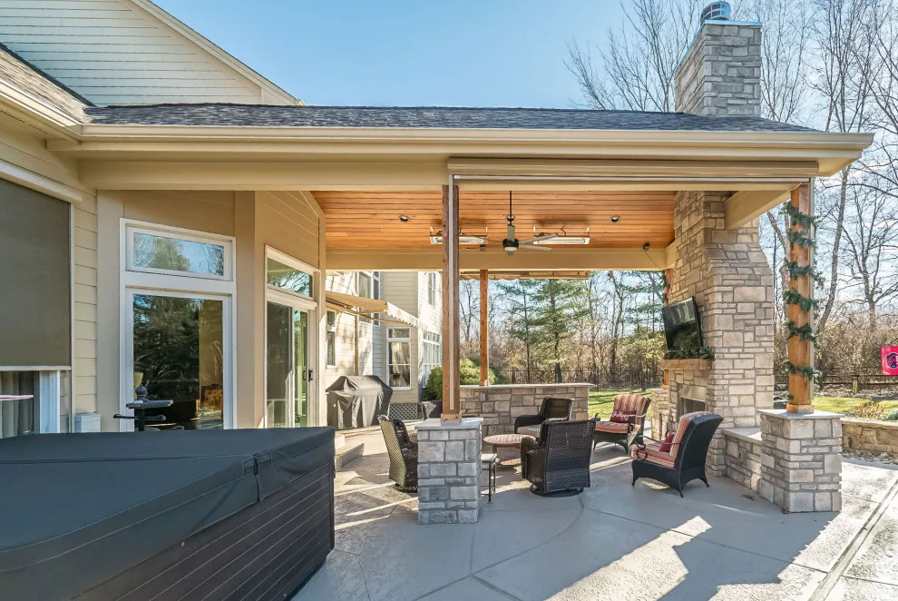 Outdoor Living: Canopy with Stone Hearth by Lakeside Renovation & Design - Photo 2