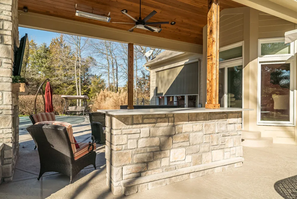Outdoor Living: Canopy with Stone Hearth by Lakeside Renovation & Design - Photo 9