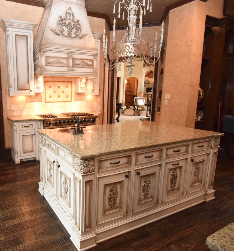 Elegant Cream Kitchen Cabinets with Glazed Finish by Hardy's Painting - Photo 5