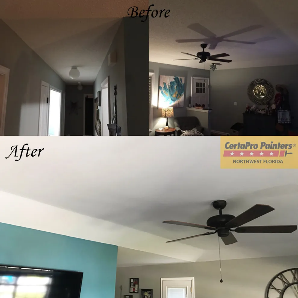 Transforming Popcorn Ceilings: A Before and After Project by CertaPro Painters Of Northwest Florida - Photo 2