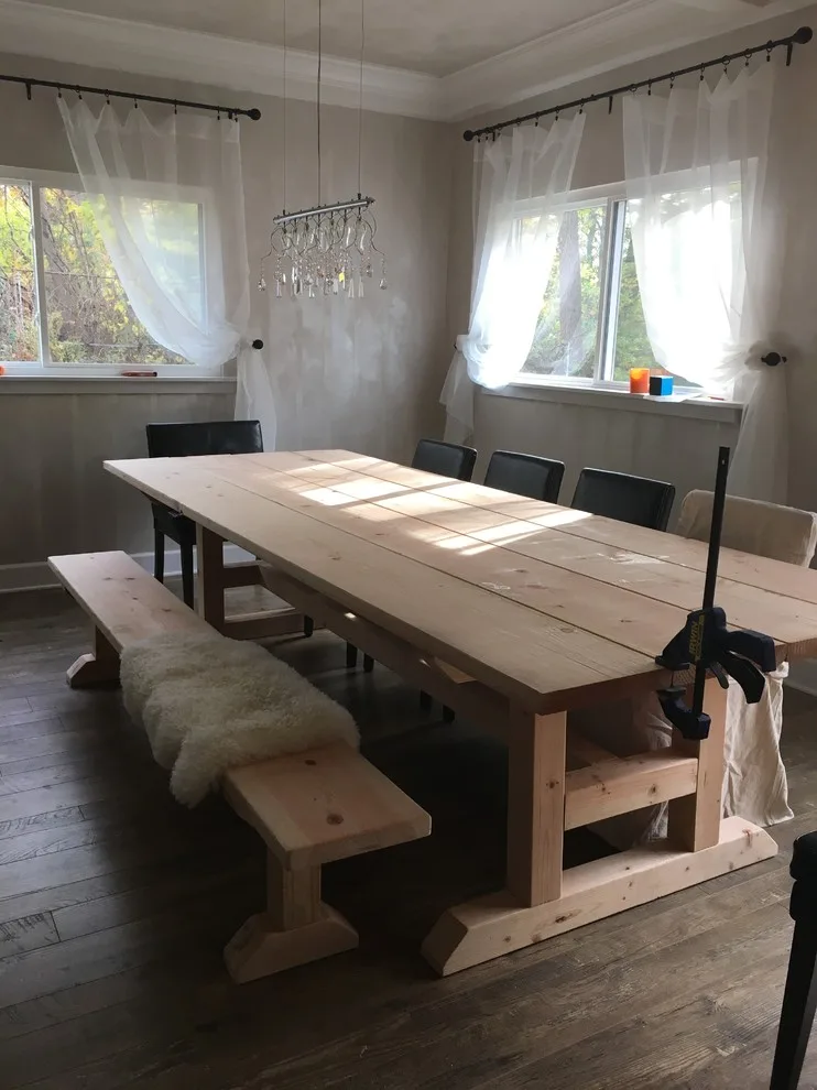 Bespoke farm table construction by Lake Zurich Faux Design Studio - Photo 2