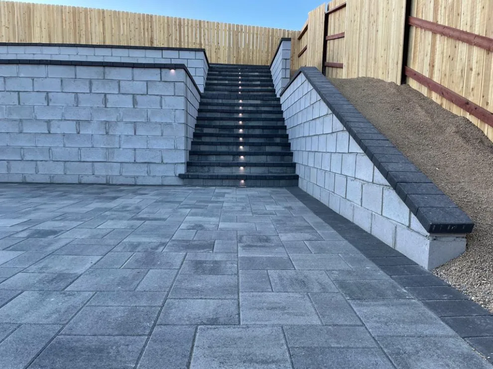 Paver Patio with Retaining Wall and Upper Deck by Jefe's Landscaping - Photo 3