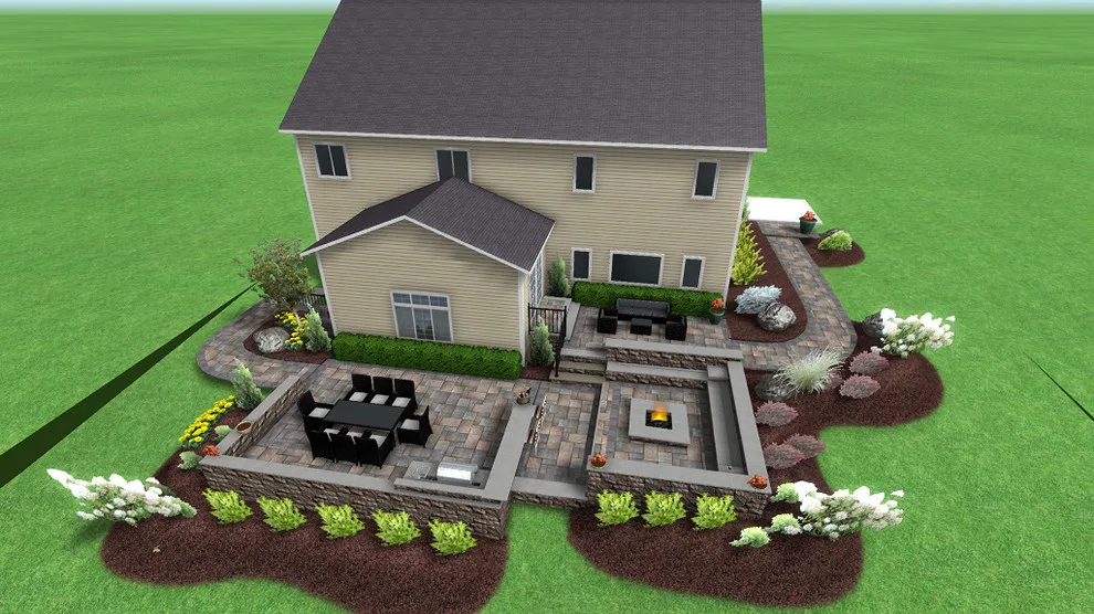Outdoor Living Space with Fire Pit and Kitchen by Blue Fox Landscape Design Inc - Photo 8