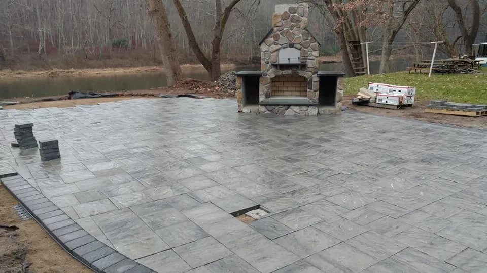 Timberframe Pavilion with Built-in Fireplace and Patio Firepit by Shaylor's Ponds & Patios - Photo 9