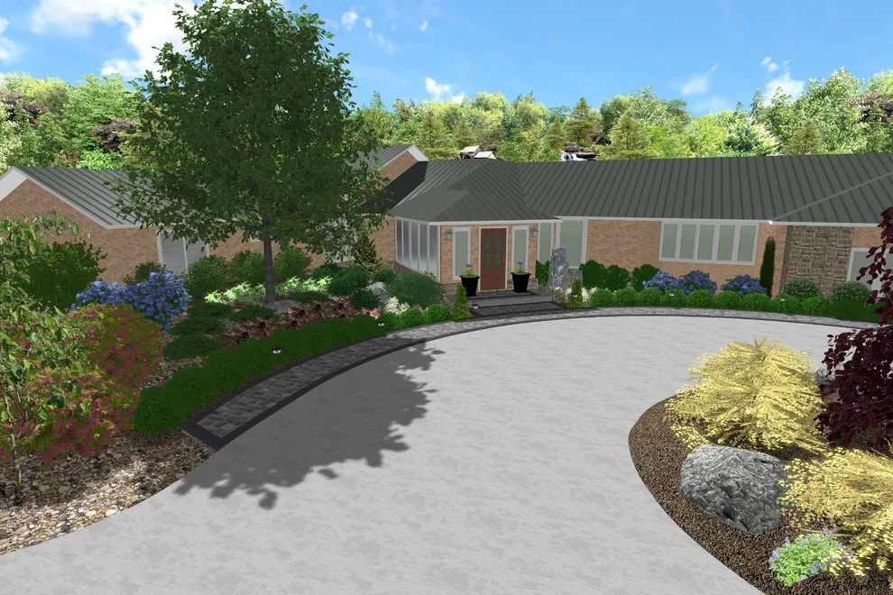 Exterior Garden, Pathway, Deck, and Water Feature by Blue Fox Landscape Design Inc - Photo 3