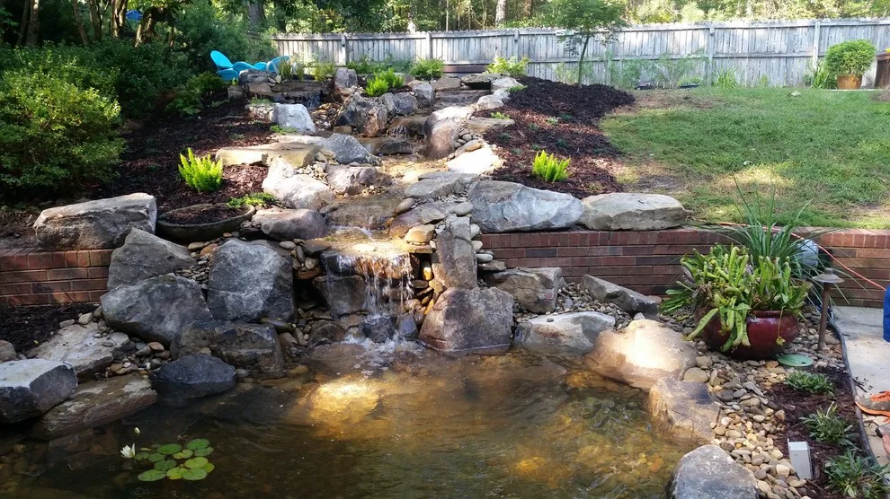 Aiken SC Waterfall and Stream Koi Pond by McCormick Landscaping / Aquatic Solutions - Photo 5
