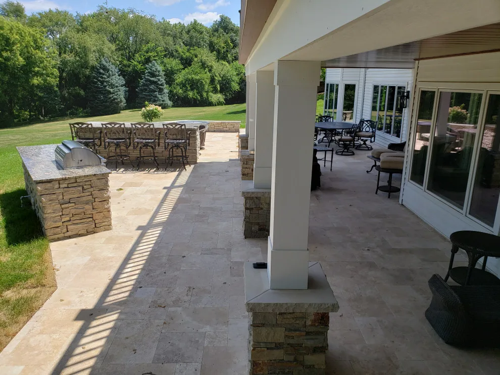 Outdoor Space with Travertine Elements by Outdoor Innovations - Photo 4