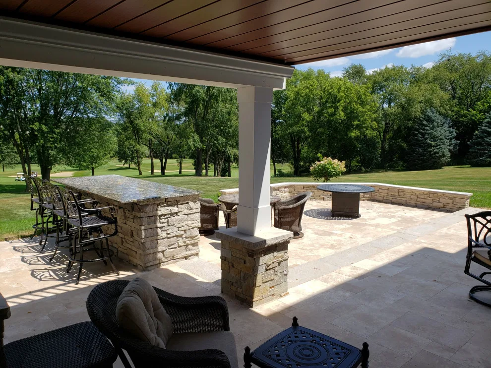 Outdoor Space with Travertine Elements by Outdoor Innovations - Photo 3