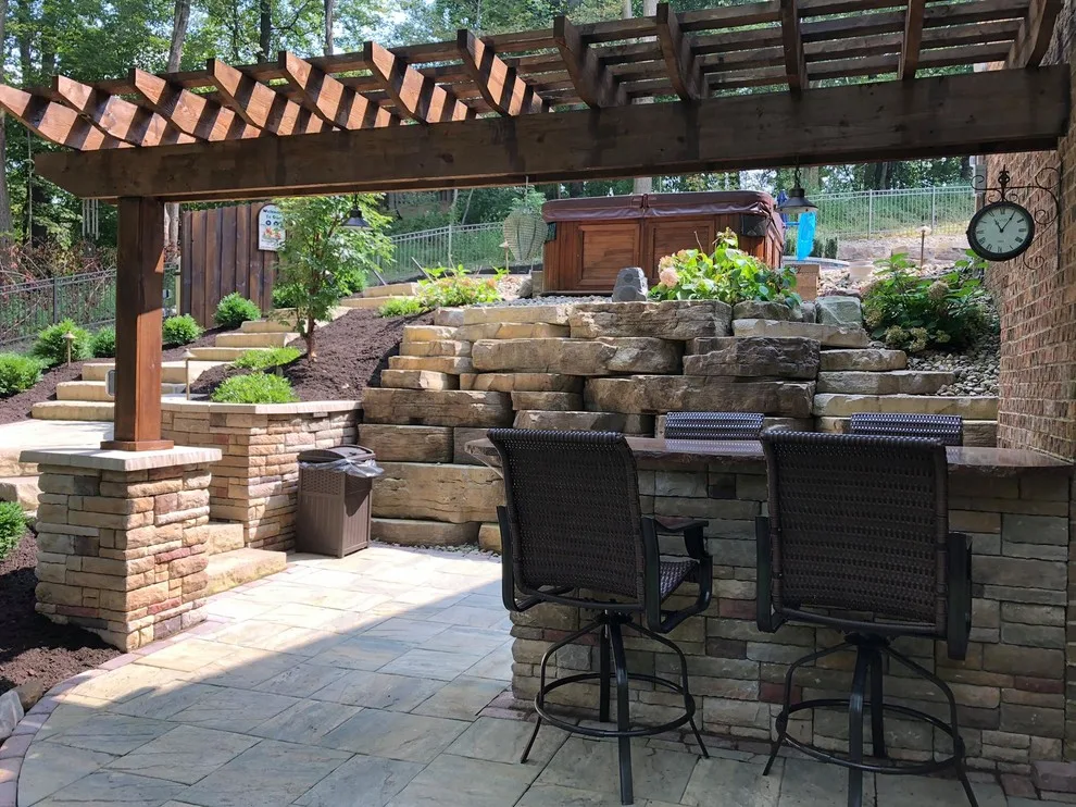 Outdoor Oasis: Pool, Patio, Fire Pit, and Bar by Blue Fox Landscape Design Inc - Photo 3