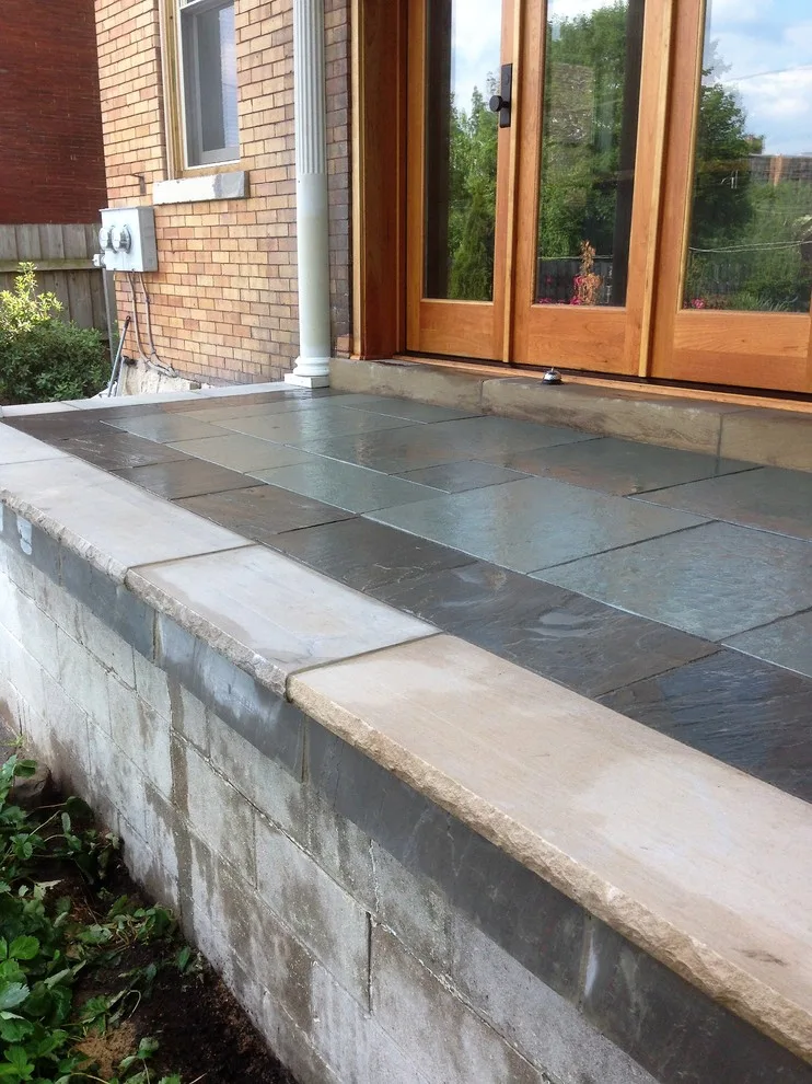 Limestone Trimmed Quartz Paver Stoop Overlay by Wichman Landscape & Construction - Photo 2