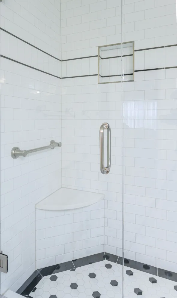 Vintage Monochrome Bathroom Renovation by Semper Fi Custom Remodeling - Photo 2