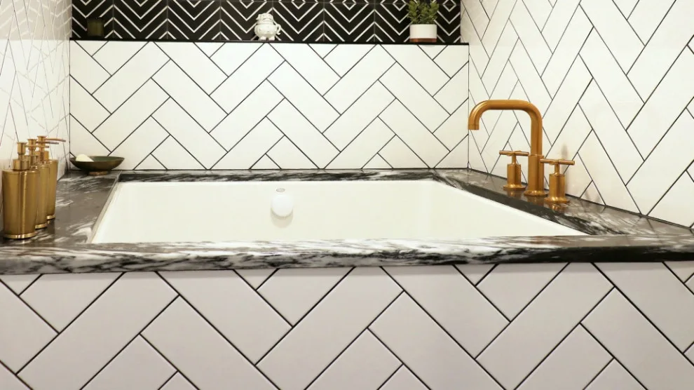 Contemporary Geometric Luxe Bath by Mint Construction - Photo 7
