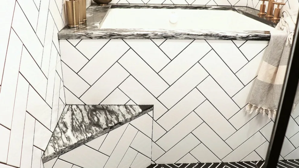 Contemporary Geometric Luxe Bath by Mint Construction - Photo 10