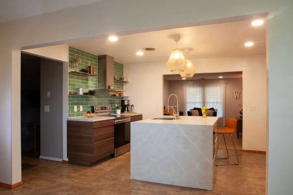 Contemporary Waterfall Kitchen by Miracle Contracting Inc. - Photo 15