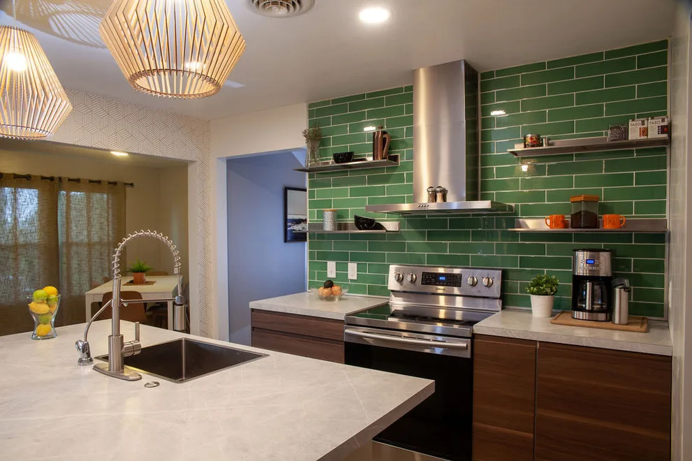 Contemporary Waterfall Kitchen by Miracle Contracting Inc. - Photo 13