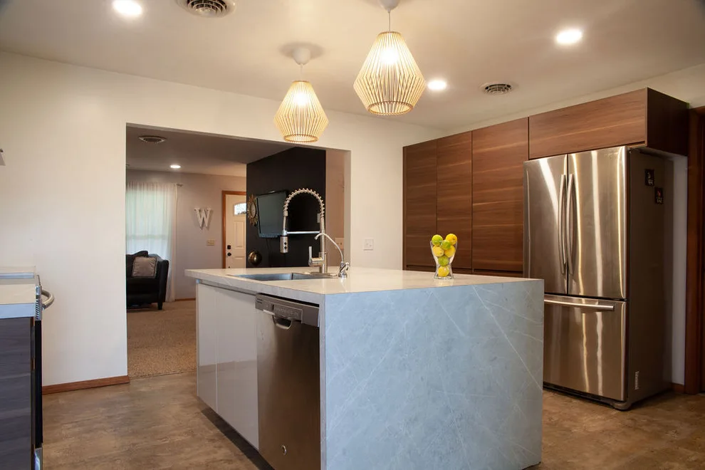 Contemporary Waterfall Kitchen by Miracle Contracting Inc. - Photo 10