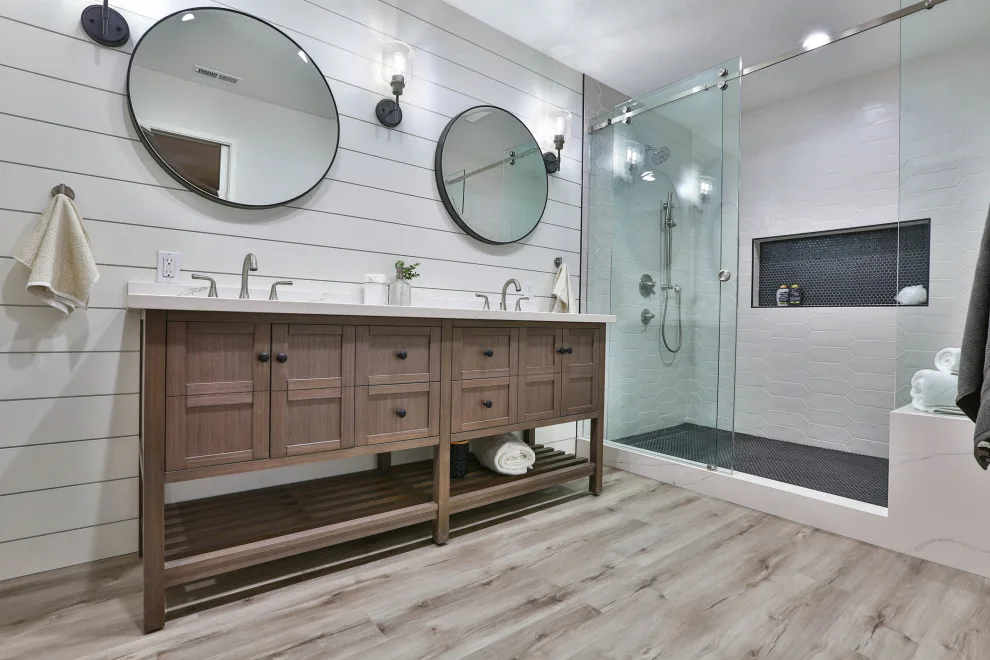 Morgan Hill Main Bathroom featuring Barn Door by D.R. Domenichini Construction - Photo 5