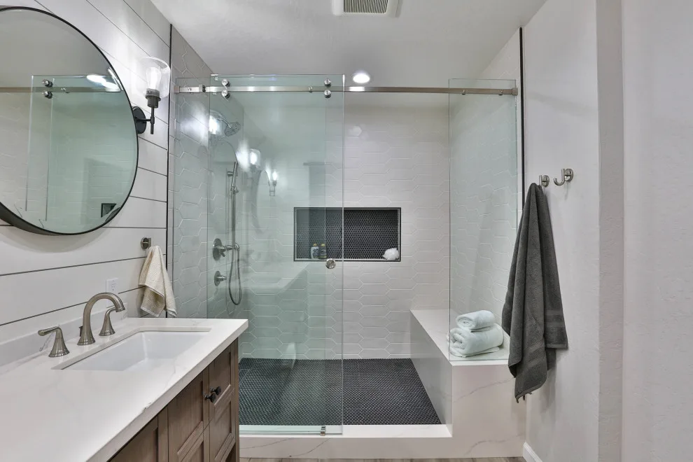 Morgan Hill Main Bathroom featuring Barn Door by D.R. Domenichini Construction - Photo 9
