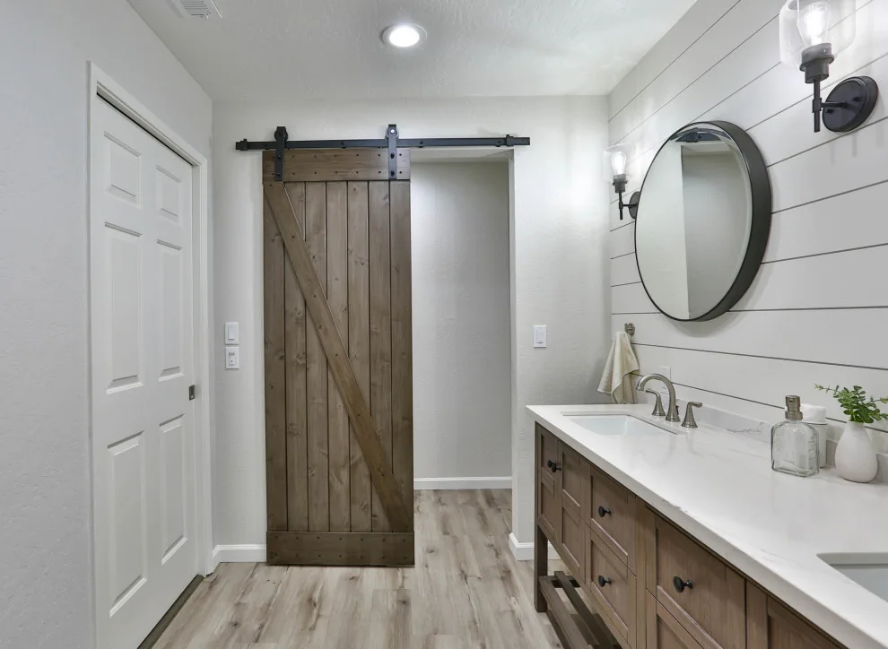 Morgan Hill Main Bathroom featuring Barn Door by D.R. Domenichini Construction - Photo 2
