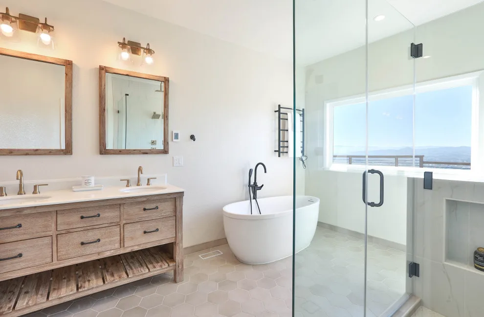 Morgan Hill Transitional Master Bath with a View by D.R. Domenichini Construction - Photo 6