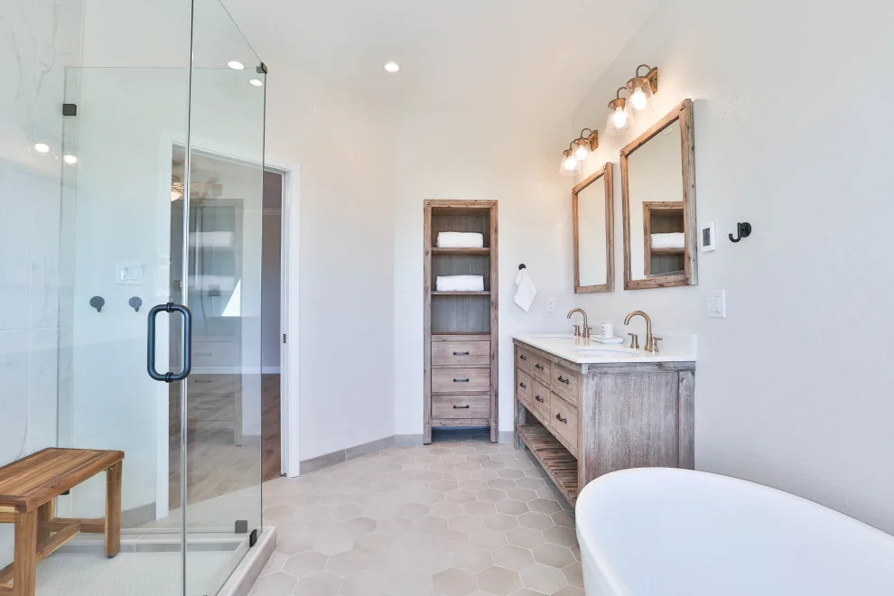Morgan Hill Transitional Master Bath with a View by D.R. Domenichini Construction - Photo 9