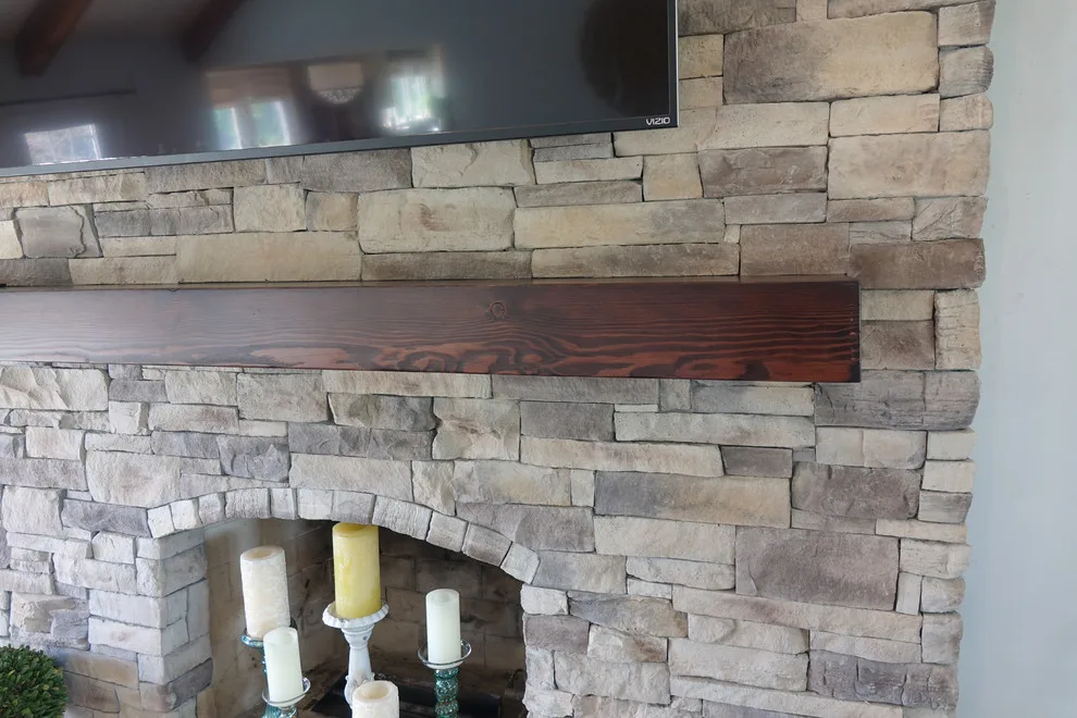 Stone Veneer Fireplaces with Mountain Stack Design by HX Home Solutions And North Star Stone - Photo 8