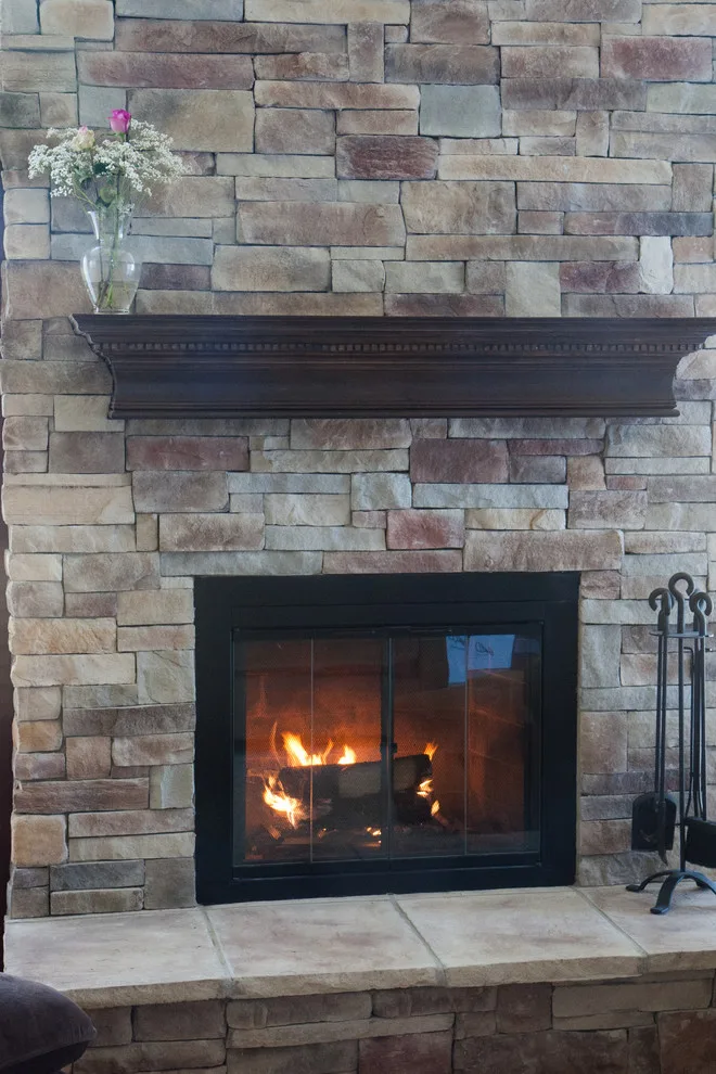 Stone Veneer Fireplaces with Mountain Stack Design by HX Home Solutions And North Star Stone - Photo 2