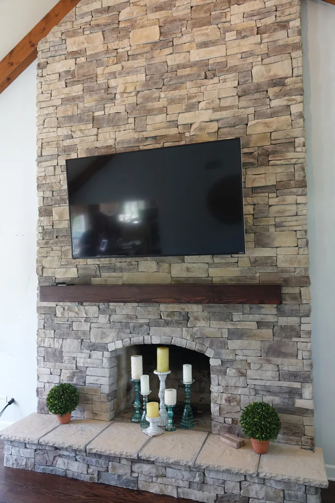 Stone Veneer Fireplaces with Mountain Stack Design by HX Home Solutions And North Star Stone - Photo 10