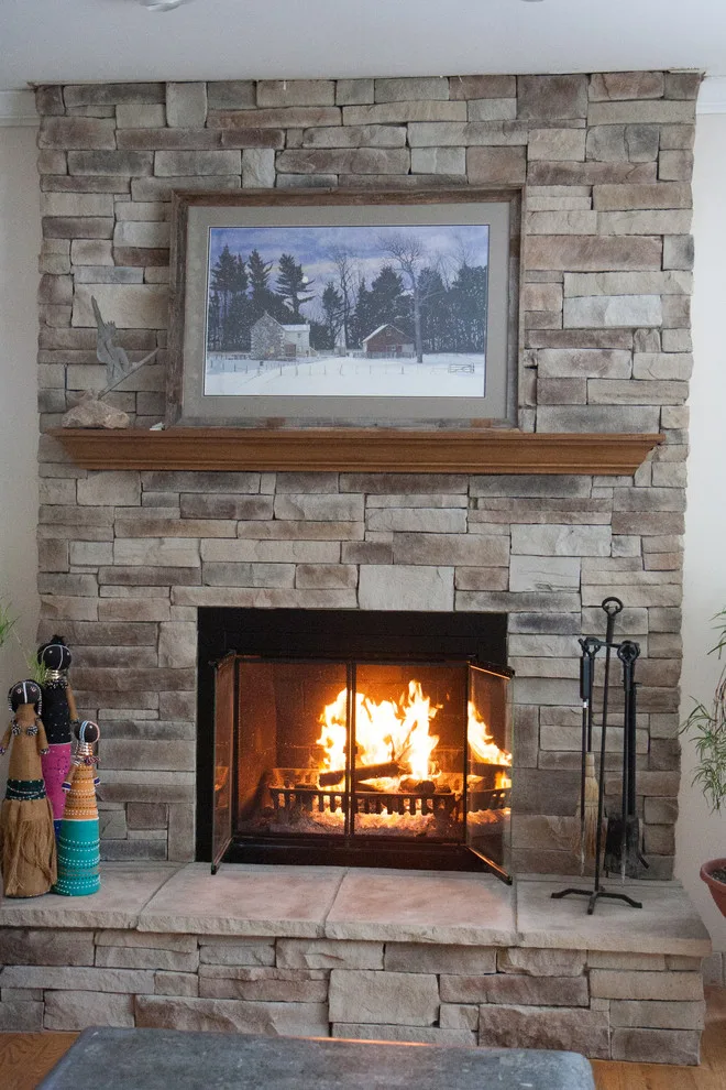 Stone Veneer Fireplaces with Mountain Stack Design by HX Home Solutions And North Star Stone - Photo 20