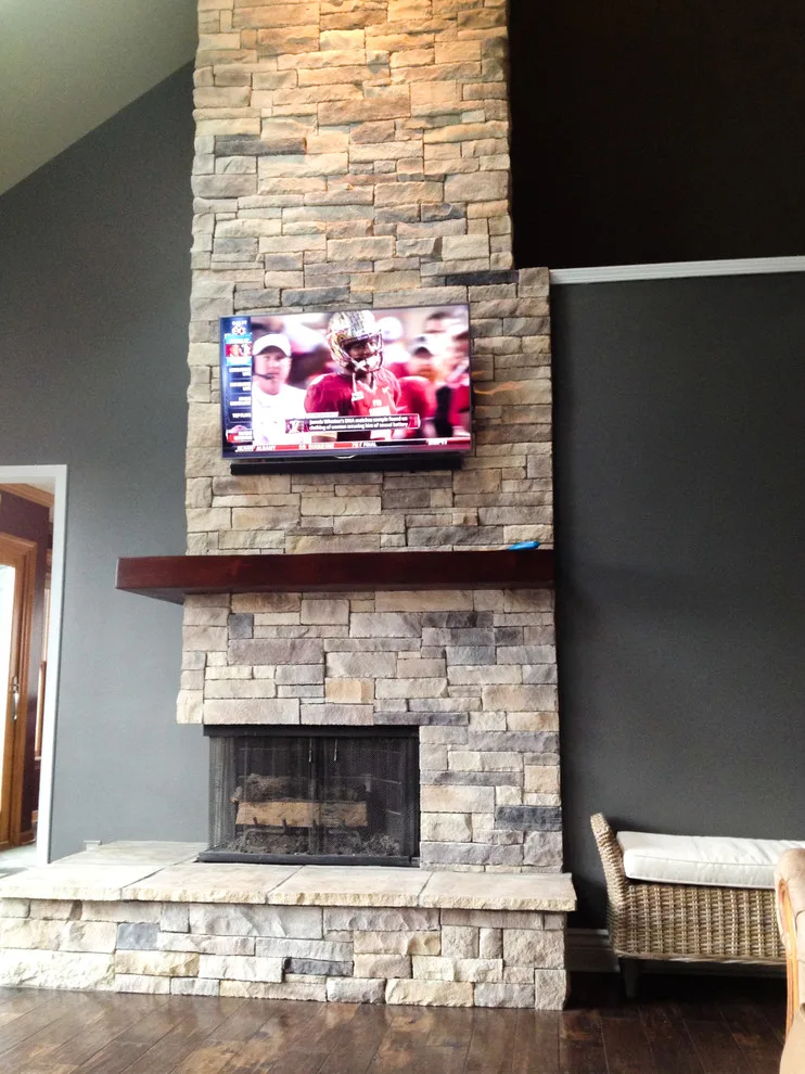 Stone Veneer Fireplaces with Mountain Stack Design by HX Home Solutions And North Star Stone - Photo 5