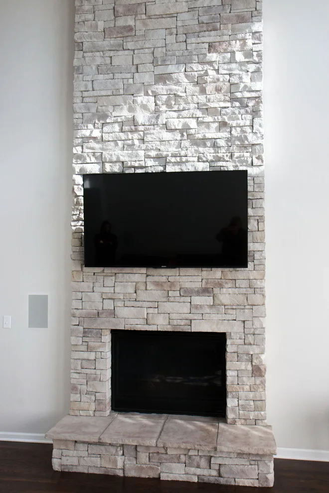 Stone Veneer Fireplaces with Mountain Stack Design by HX Home Solutions And North Star Stone - Photo 13