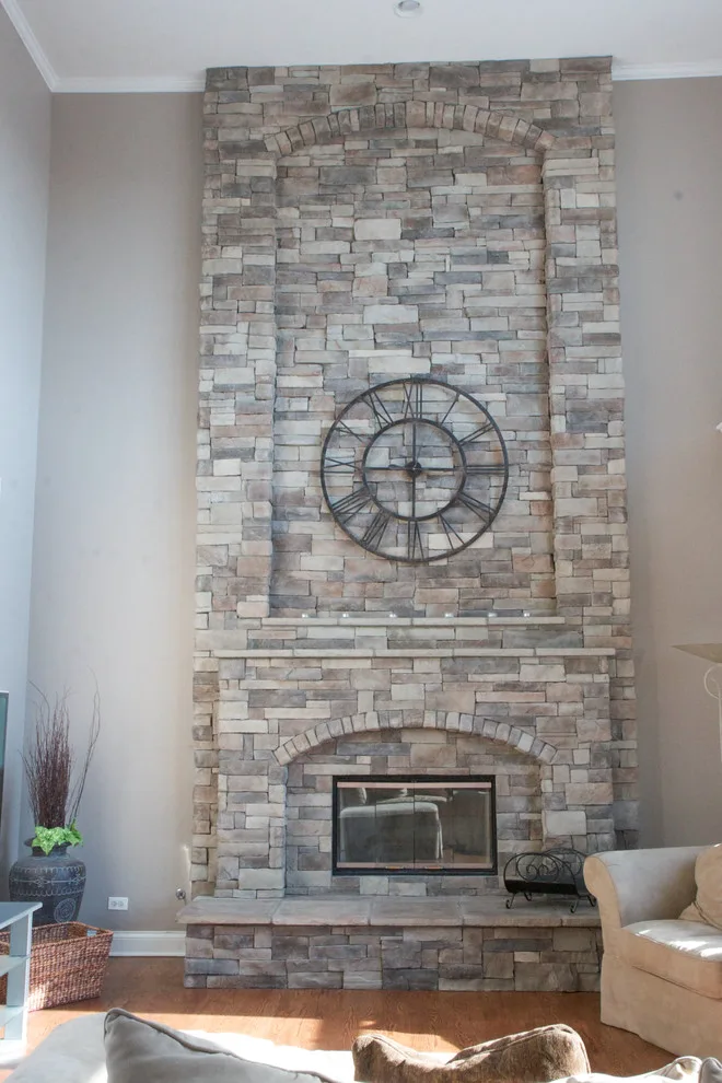 Stone Veneer Fireplaces with Mountain Stack Design by HX Home Solutions And North Star Stone - Photo 14