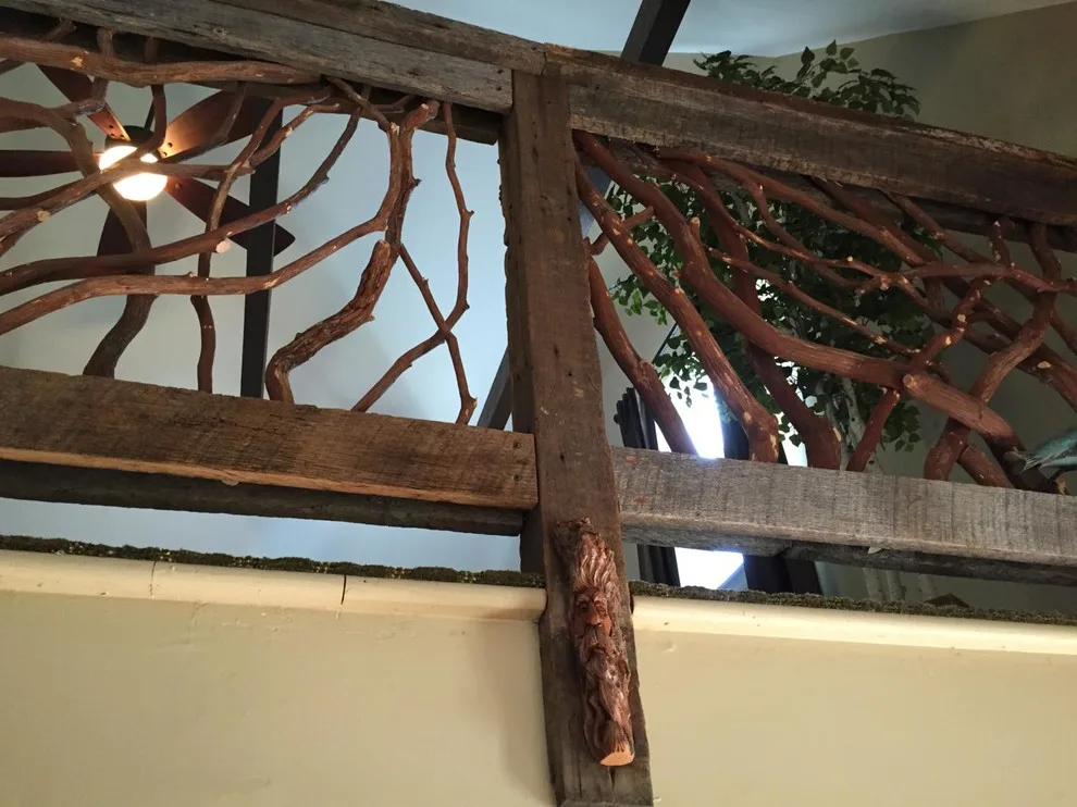 Rustic Wood Railing with Sculpted Birds by Mountain Laurel Handrail - Photo 4