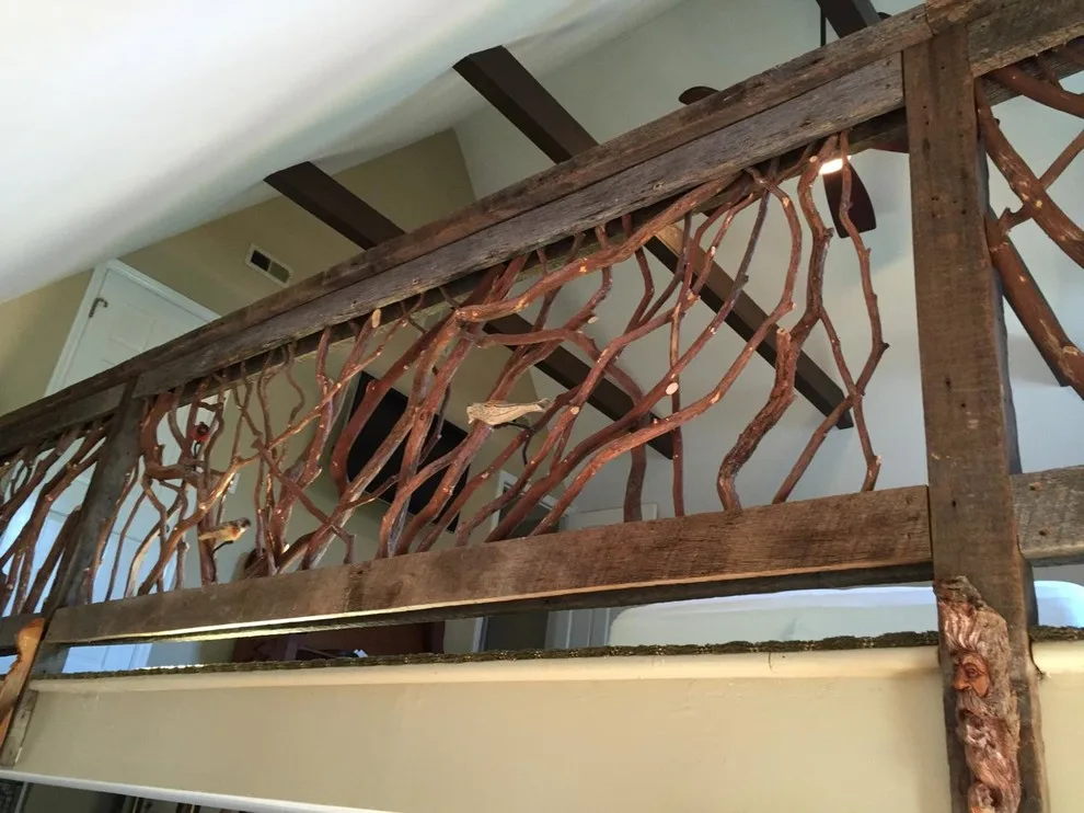 Rustic Wood Railing with Sculpted Birds by Mountain Laurel Handrail - Photo 2