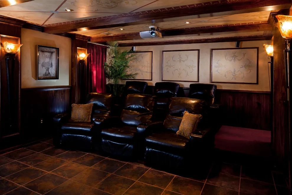 Tuscan European Theater Room by Interiors By Abraham - Photo 3
